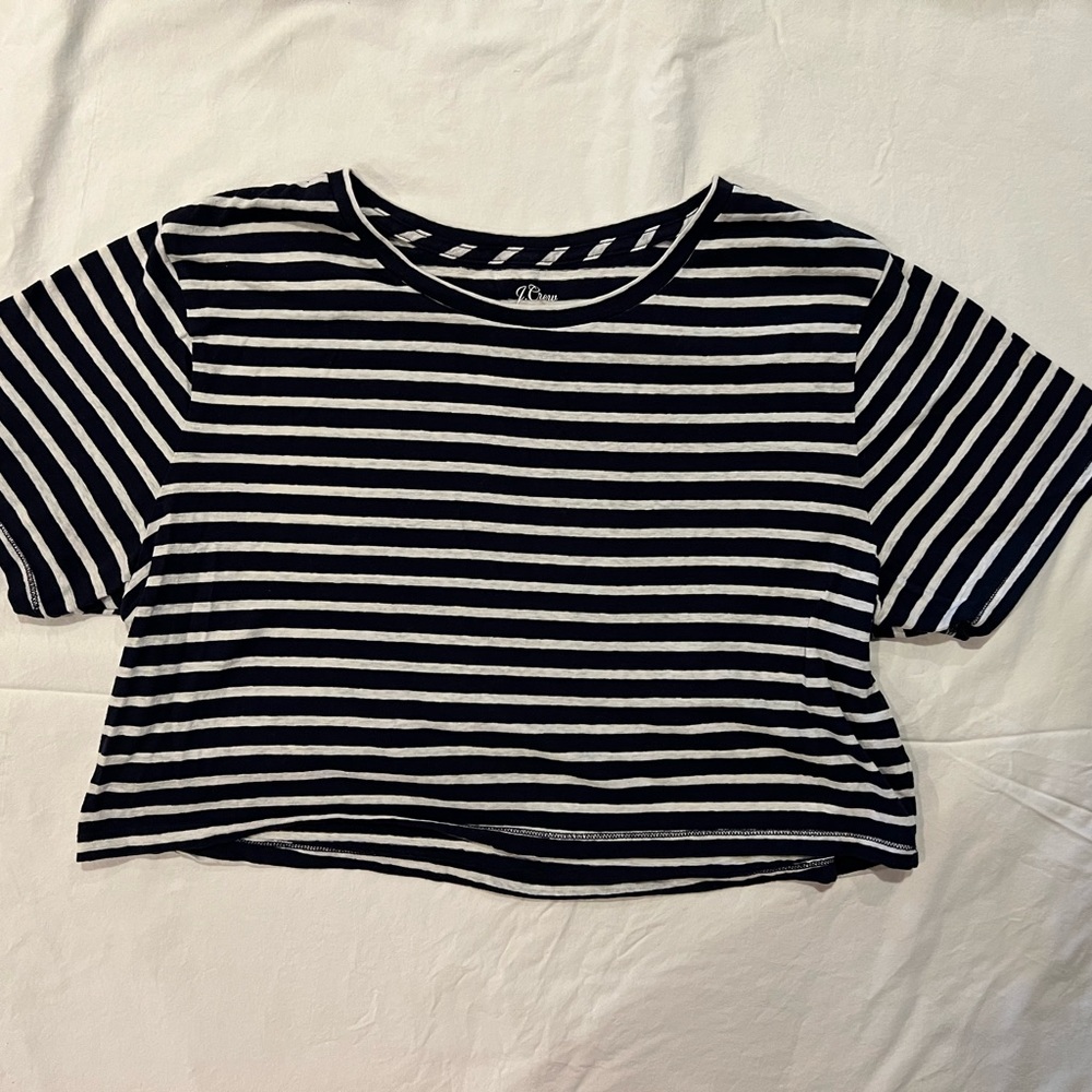 J Crew cropped striped tee